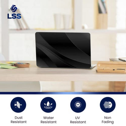 LSS 15 15.6 Inches Laptop Notebook Skin Sticker with 2 Wrist Pads - Reusable Cover Protector Vinyl Sticker Cover Decal Fits 13" - 16" HP Asus Acer Samsung - Black Waves - color: Black Waves, size: 13" - 16"