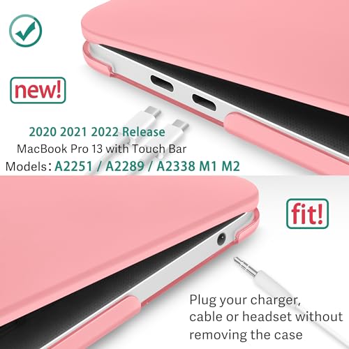 May Chen Compatible with MacBook Pro 13 inch Case 2022 2021 2020 Release Model A2338 M2 M1 A2251 A2289, Plastic Hard Shell Case Keyboard Cover for MacBook Pro 13 Touch Bar Fits Touch ID, Matte Pink - color: Pink