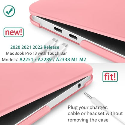 May Chen Compatible with MacBook Pro 13 inch Case 2022 2021 2020 Release Model A2338 M2 M1 A2251 A2289, Plastic Hard Shell Case Keyboard Cover for MacBook Pro 13 Touch Bar Fits Touch ID, Matte Pink - color: Pink