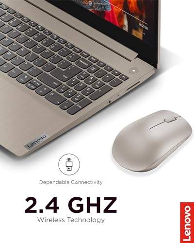 Lenovo 530 Wireless Mouse with Battery, 2.4GHz Nano USB, 1200 DPI Optical Sensor, Ergonomic for Left or Right Hand, Lightweight, GY50Z18988, Almond - color: Almond