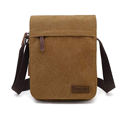 Sechunk Vintage Canvas Messenger Cross body bag Shoulder bag - color: M_yellow, size: Middle