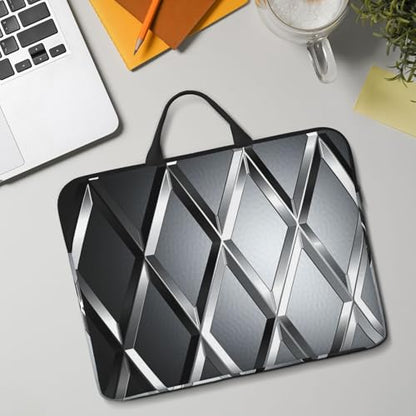 14 Inch Laptop Sleeve Case Waterproof Lightweight Laptop Case Bag Silver Geometric Figure Travel Laptop Bags With Handle Briefcase Messenger Bag For Women Men
