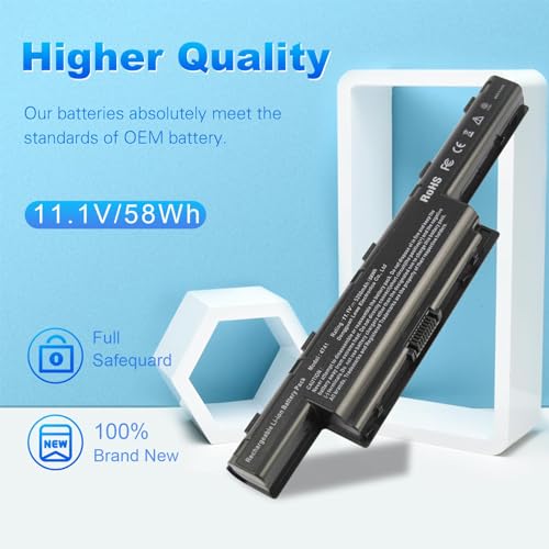 Laptop Battery for Acer AS10D31 AS10D51 Aspir 4741 5253 5251 5336 5349 5551 5552 5560 5733 5733Z TravelMate 5740 5735 5735Z 5740G Gateway NV55C NV50A NV53A NV59C [6 Cells/58WH] - size: 8.84x2.94x1.13inch 4741