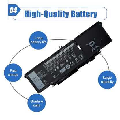 57Wh WW8N8 Laptop Battery Replace for Dell Latitude 7340 7350 7440 7450 7640 7650 Series 66DWX 86D0Y FH97R 0HYH8 0CTJJ6 11.4V 4878mAh