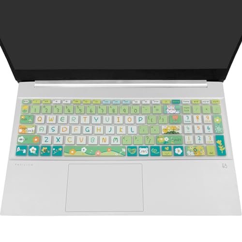 Cute Silicone Keyboard Cover for 15.6’’ HP Pavilion & HP Laptop 15-eg 15t-eg 15-eh 15-er Series, HP Laptop 17 17-cn 17-cp 17z-cp Series, Cute Flowers - color: Cute Flowers