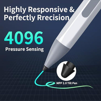 Stylus for Transformer/Mini/Zenbook Flip/Pro/Vivobook Flip/Pro/Duo/Notebook | Rechargeable MPP 2.0 Tilt Pen, 4096 Pressure Sensitivity, Hexagonal Body Design, Silver - color: Silver