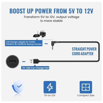 EWAY USB to DC Car Charger Cable for Furrion FOS07TADS Vision S Monitor Power Supply Cord, Replacement for FOS48TA-BL FOS48TAPK-BL Hitch Wireless Backup Camera 7 inch Screen Display Charging Cable
