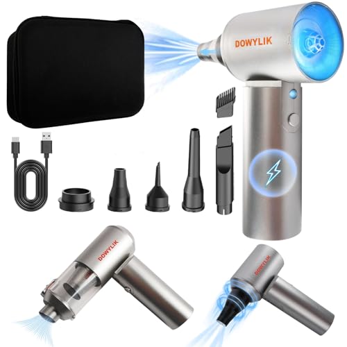 Compressed Air Duster, 150000RPM Compressed Air with LED,2-in-1 Mini Vacuum | Electric Air Duster for PC Cleanning Kit, Canned Air Duster for Computers-Air Blower for Electronics with Case