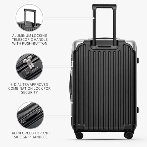 LEVEL8 Grace Luggage Sets Hardshell Suitcase with Wheels, Sturdy Large Suitcase Tsa Lock 20 Inch Expandable Carry on 24 Inch 28 Inch Checked Luggage, 3-Piece Set (20/24/28), Black - color: Black, size: 3-Piece Set (20/24/28)