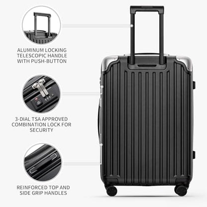 LEVEL8 Grace Luggage Sets Hardshell Suitcase with Wheels, Sturdy Large Suitcase Tsa Lock 20 Inch Expandable Carry on 24 Inch 28 Inch Checked Luggage, 3-Piece Set (20/24/28), Black - color: Black, size: 3-Piece Set (20/24/28)