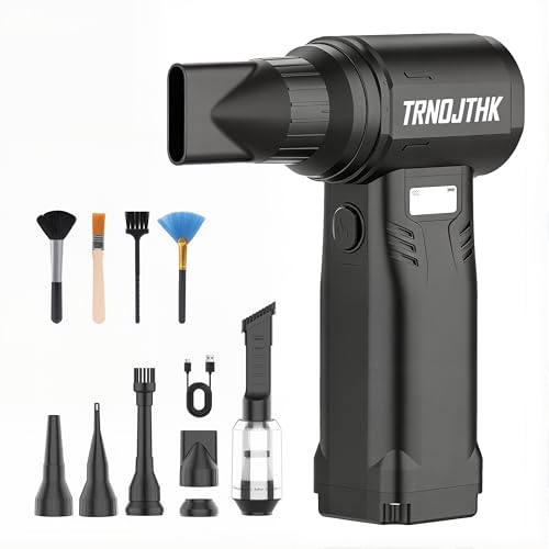 Electric Air Duster, 150000RPM Powerful Cordless Blower with Vacuum, 10-Gear Rechargeable Cleaner for Computer, Keyboard, Car Vent and Camera Gears