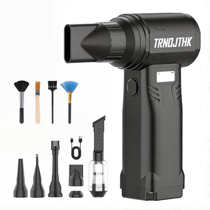 Electric Air Duster, 150000RPM Powerful Cordless Blower with Vacuum, 10-Gear Rechargeable Cleaner for Computer, Keyboard, Car Vent and Camera Gears