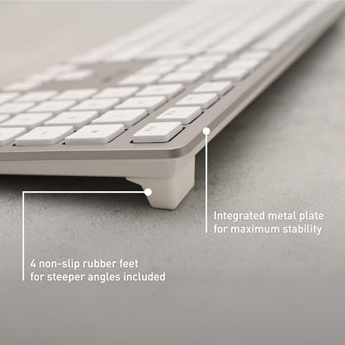 Cherry KC 6000C for MAC, Wired Mac Keyboard with Number Pad, USB-C Connection, Whisper-Quiet Keys, Thin Design, SX Scissor Switches, QWERTY, Silver/White
