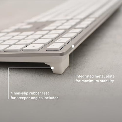 Cherry KC 6000C for MAC, Wired Mac Keyboard with Number Pad, USB-C Connection, Whisper-Quiet Keys, Thin Design, SX Scissor Switches, QWERTY, Silver/White