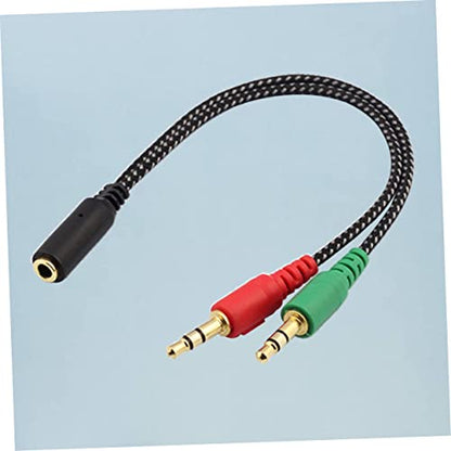 Homoyoyo Female to Dual Male Headset Splitter Cable Adapter for Laptop Stereo Audio Microphone Connection Earphones Converter for Mobile Devices