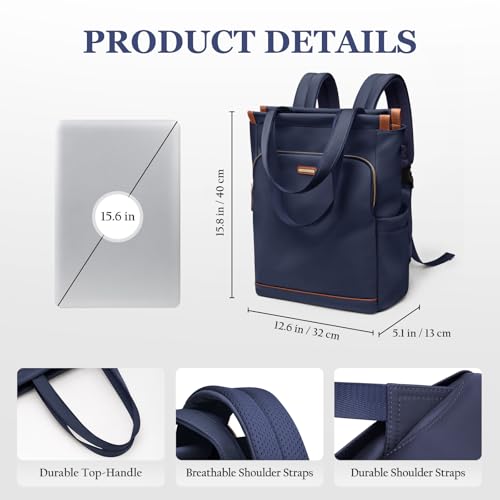 GOLF SUPAGS Convertible Laptop Backpack for Women Casual Daypack Notebook Tote Bag for Work College Travel Leisure (Navy Blue) - color: Navy Blue