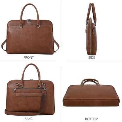 Blofinche Laptop Messenger shoulder bag: Genuine Leather work Briefcase 13.3 15.6 inch designer Satchel handbag - color: Litchi Brown, size: 15.6 inch