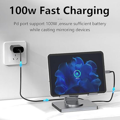 LICAEVEY Laptop Docking Station Stand, 10 in 1 USB C Hub with 100W PD Charging 4K HDMI Gigabit Ethernet Foldable Riser for Laptops Under 16 Inches