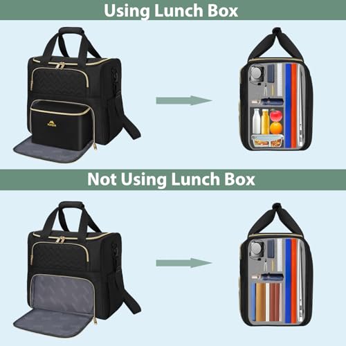 MATEIN Rolling Laptop Bag for Women, 15.6 Inch Rolling Briefcase with Wheels &Detachable Cart, Roller Computer Teacher Tote Bag with Insulated Lunch Box for Nurse Work Business Office, Deep Black - color: Deep Black