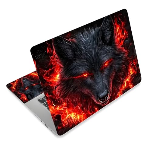 Aesthetic Laptop Skin Cover,12-15.6 Inch Universal Vinyl Sticker Decal,Waterproof Scratch-Resistant Notebook Wrap,Removable Residue-Free Protector,Fiery Wolf Dark - color: Fiery Wolf Dark