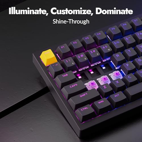 LEMOKEY P1 HE 75% Wireless Custom Mechanical Gaming Keyboard with Gateron Double-Rail Magnetic Switches Knob Version, QMK 2.4 GHz Bluetooth 5.2 RGB Backlight Compatible with Mac Windows Linux-Black - color: Shine-Through-Black