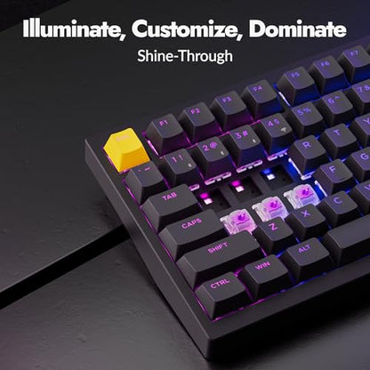 LEMOKEY P1 HE 75% Wireless Custom Mechanical Gaming Keyboard with Gateron Double-Rail Magnetic Switches Knob Version, QMK 2.4 GHz Bluetooth 5.2 RGB Backlight Compatible with Mac Windows Linux-Black - color: Shine-Through-Black