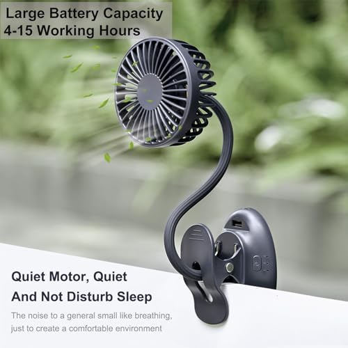Clip On USB Mini Desk Fan with Emergency Power Bank, Battery Operated Rechargeable Portable Fan - Flexible Neck, 3 Speed Personal Cooling for Car, Camping, Office, Dorm, Beach - Black - color: Black