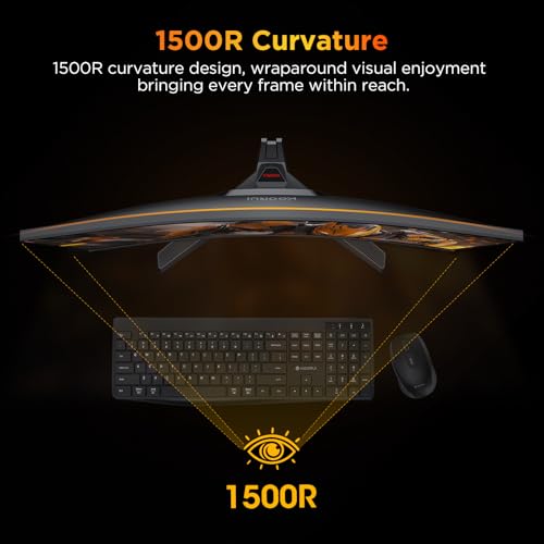 KOORUI 25 inch Curved Gaming Monitor 240Hz FHD 1080P, 1500R 1ms Display | Adaptive Sync, 90% DCI-P3, Eye Care, HDMI×2 and DP, VESA Mount, Tilt, FPS Gaming, Esports Players, Competitive Gaming - size: 25inch 240Hz/FHD/Curved