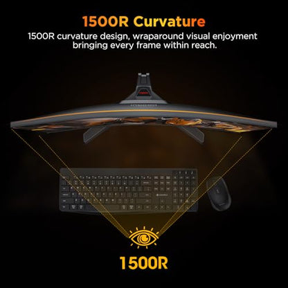KOORUI 25 inch Curved Gaming Monitor 240Hz FHD 1080P, 1500R 1ms Display | Adaptive Sync, 90% DCI-P3, Eye Care, HDMI×2 and DP, VESA Mount, Tilt, FPS Gaming, Esports Players, Competitive Gaming - size: 25inch 240Hz/FHD/Curved