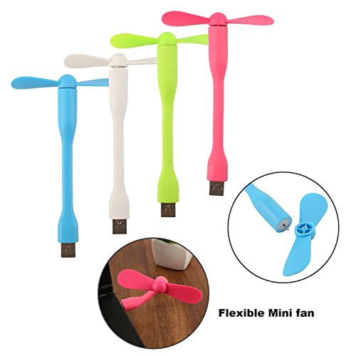 Sokelinn-six USB Flexible Fan, Mini Portable Cooling Fans USB Powered for Power Bank Laptop PC AC Charger - 2 Pack (Pink) - color: Pink