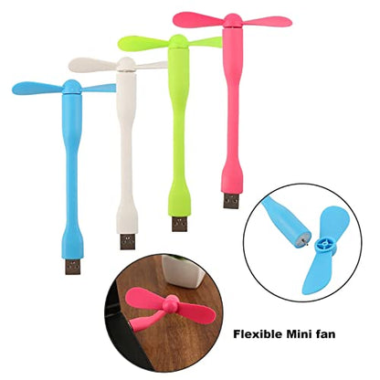 Sokelinn-six USB Flexible Fan, Mini Portable Cooling Fans USB Powered for Power Bank Laptop PC AC Charger - 2 Pack (Pink) - color: Pink