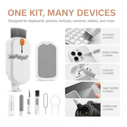 10 in 1 Phone Cleaning Kit, Portable Earbud Cleaning Kit Phone Charging Port Cleaner Tool Set for Laptop Notebook Computer Headphone Cleaner iphone Cellphone Keyboard Screen Camera Speaker Lens