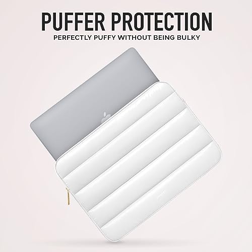 Vandel The Original Puffy Laptop Sleeve 13-14 Inch, Laptop Sleeve for Women | Protective Carrying Case Cover for MacBook Pro 14 in, MacBook Air 13 Inch, iPad Pro 12.9, Dell, Asus, HP - color: d. Shiny White