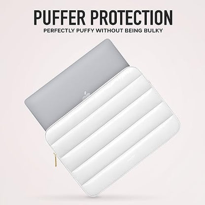 Vandel The Original Puffy Laptop Sleeve 13-14 Inch, Laptop Sleeve for Women | Protective Carrying Case Cover for MacBook Pro 14 in, MacBook Air 13 Inch, iPad Pro 12.9, Dell, Asus, HP - color: d. Shiny White