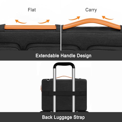 MOSISO 360 Protective Laptop Bag, Computer Bags | Laptop Sleeve Bag with Trolley Sleeve&2 Rectangle Pockets&Handle - color: Black, size: 13.3 inch