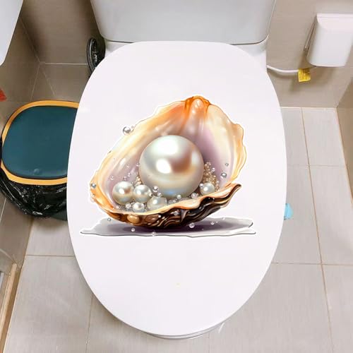 Pearl Oyster Shell Vinyl Decal Sticker, 10.6 x 8.6 in, Waterproof, for Cars, Laptops, Glass, and Walls, 2-Piece Set #MT010A