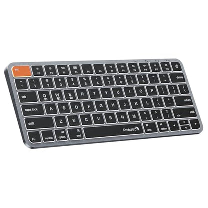 ProtoArc K90-A Backlit Bluetooth Keyboard for Mac/iPad, Space Gray | Compact Wireless Mac Keyboard, 78-Key, No Numpad, 3-Level White Led Backlight, Multi-Device, Low-Profile, Rechargeable - color: Space Gray