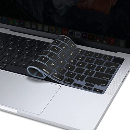 MOSISO Keyboard Cover Skin Compatible with MacBook Air 15 inch M3 M2 | A3114 A2941/Air 13.6 A3113 A2681/Pro 14/16 M4 M3 M2 M1, Black - color: Black