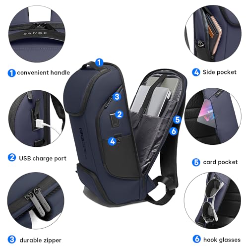 BANGE Business Laptop Smart backpack Can Hold 15.6 Inch Laptop Commute Backpack Carry on bag for men and women (Blue) - color: Blue