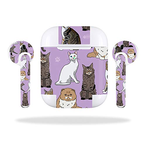 MightySkins Skin Compatible with Apple AirPods 2 (2019) - Cat Chaos | Protective, Durable, and Unique Vinyl Decal wrap Cover | Easy to Apply, Remove, and Change Styles | Made in The USA - color: Cat Chaos