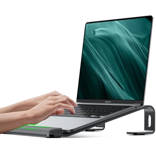 JCZT Aluminum Laptop Stand, Notebook Stand with Wrist Rest, Ergonomic Detachable Laptop Mount, Computer Stand Compatible with 10-17'' All Laptops Such as MacBook Air Pro/HP/Dell/Lenovo, Black - color: Black