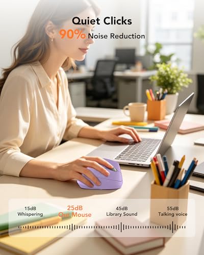 KYSONA Ergonomic Mouse Wireless, Bluetooth Vertical Mouse, 5-Level Adjustable DPI, 2.4G Silent Switch Mice for Windows, MacOS, IPadOS, Laptop, PC, Purple - color: Purple