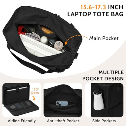 2-in-1 Insulated Lunch & Laptop Tote Bag for Women, Fits 15.6" Laptop, Lightweight Water-Resistant Polyester Work Tote Bag, Commuter Bag for Office, Teacher, Nurse & Travel, Black - color: Jet Black