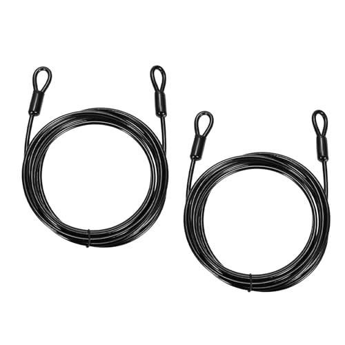 PATIKIL Security Cable Lock (3/16" Dia 9.8ft 132lb Load Capacity, Black)(2 Pcs) Vinyl Coated Stainless Steel Flexible Wire Rope Safety Cable Luggage Lock with Double Loops - color: Black, size: 3/16" x 9.8 ft, 132lb Load