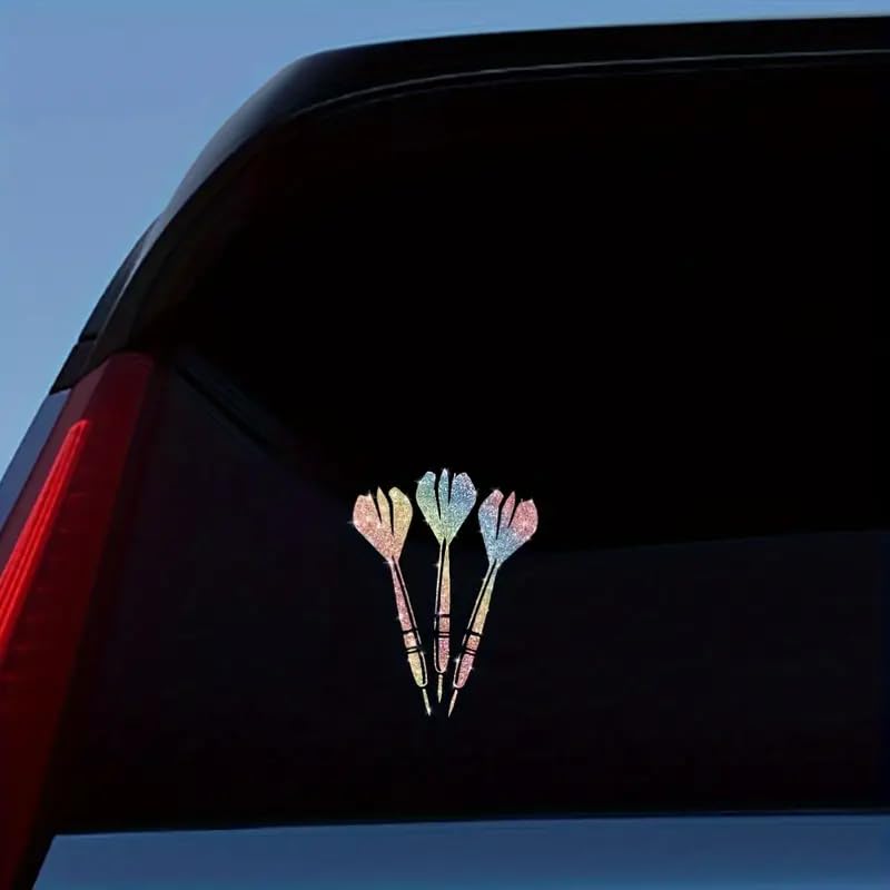 2pcs Darts Flower Sparkling Sunflower Self-Adhesive PVC Rainbow Glittery Decal Sticker for Cars, Laptops, Trucks, Motorcycles Wall Window Luggage Scratch Cover Door Multi-Surface Decor Sticker