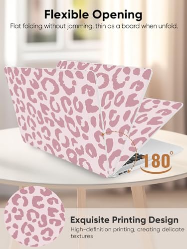 Seorsok Compatible with MacBook Air 13 Inch Case 2022 2021 2020-2018 Release A1932 A2179 M1 A2337 Touch ID,Leopard Grain Plastic Hard Shell Case with Keyboard Cover,Pink Leopard Cheetah Pattern - color: Pink
