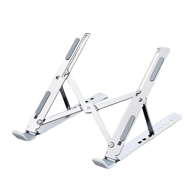 Foldable Laptop Stand, Laptop Stand for Desk, Computer Riser for Desk, Ventilated Foldable Lapdesk Notebook for 10-15.6 Inch Laptops, iPad - color: White