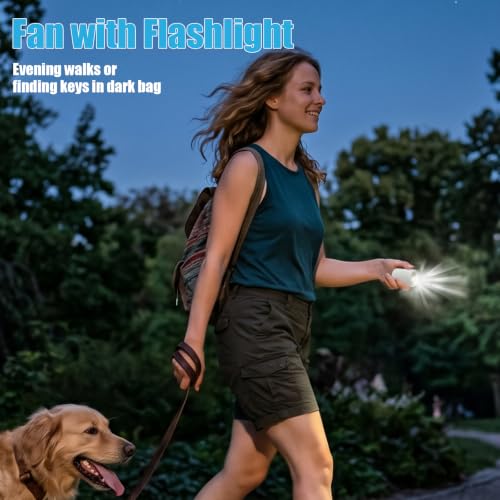 CHICWAY Portable Waist Fan Belt Fan Wearable Fan for Outdoor | Mini Fan with 6 Turbo Speeds, Ultralight, Personal Fan with LED Display Flashlight, 20H Worktime, for Jobsite Camping Travel