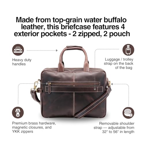 Buffalo Leather Pilot Bag - color: Dark Walnut
