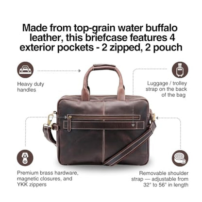 Buffalo Leather Pilot Bag - color: Dark Walnut